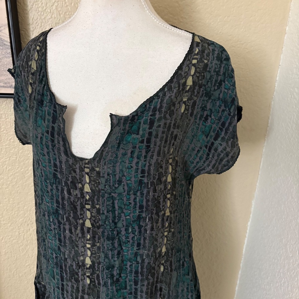 JOHNNY WAS BIYA Green Silk Swing Dress Size Small‎ - Picture 2 of 8